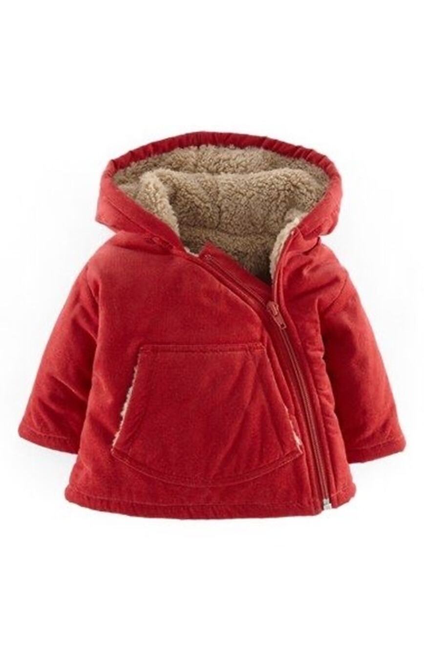 Baby Boden Red Corduroy Baby Jacket with Sherpa Lining